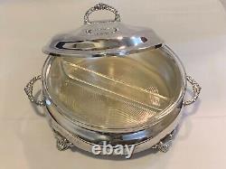 Swan Creations Buffet Serving dish Silver plate with sectional Glass casserole