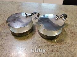 VERY RARE Signed CHRISTOFLE Silverplate & Glass Condiment Set