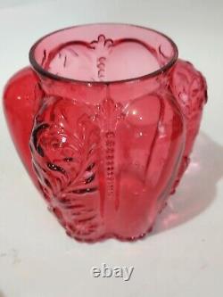 Victorian Cranberry Glass Pickle / Biscuit Jar