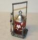 Victorian Cranberry Satin Glass Pickle Castor Tufts Silverplated Kate Greenawa