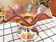 Victorian Pink Iridescent Glass Silver-plate Candy Bonbon Dish Tray Bride Basket