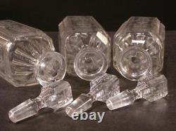 Victorian Silver Cut Glass 3 Bottle Liquor Decanter Holder Tantalus Triple Stand
