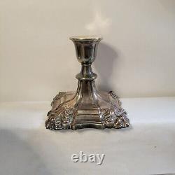 Vintage Barker Ellis Silver Plate Candle Holders Etched Glass Hurricane England