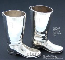 Vintage English Silver Plate 1oz Shot Glass Pair, Heavy Riding or Cowboy Boots