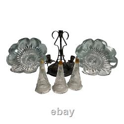 Vintage English Silver Plate and Glass Epergne Centerpiece