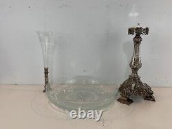 Vintage Silver plate and Glass Centerpiece Epergne with Floral Decorations