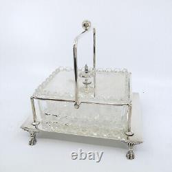 W. W. HARRISON & CO Silverplate & Glass Foote Sardine Box SHINY